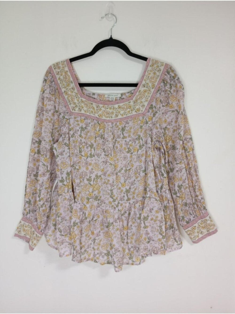 American Eagle Outfitters Floral   Boho-Style Peasant Blouse Size S 100% Cotton